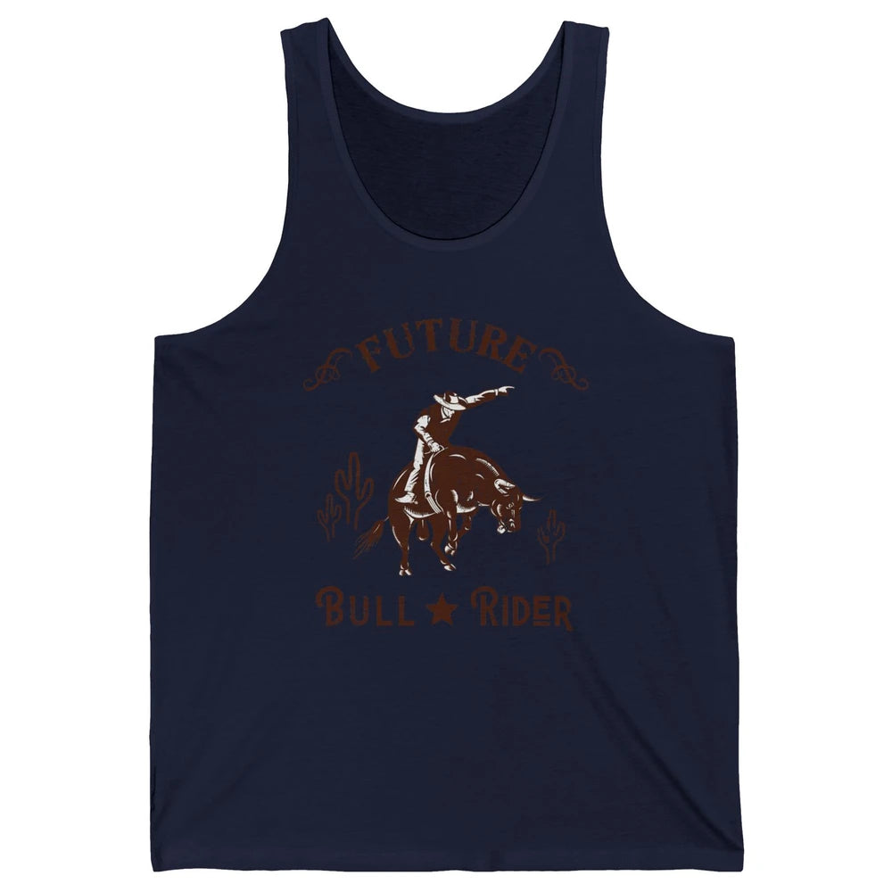 Retro Future Bull Rider Cowboy Western Country Cactus Riding Unisex Jersey Tank