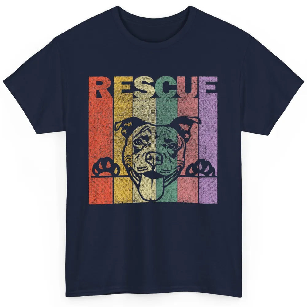 Rescue Dog Pitbull Puppy Adopt Vintage Funny Pet Rescuer Mom Classic Unisex T-Shirt