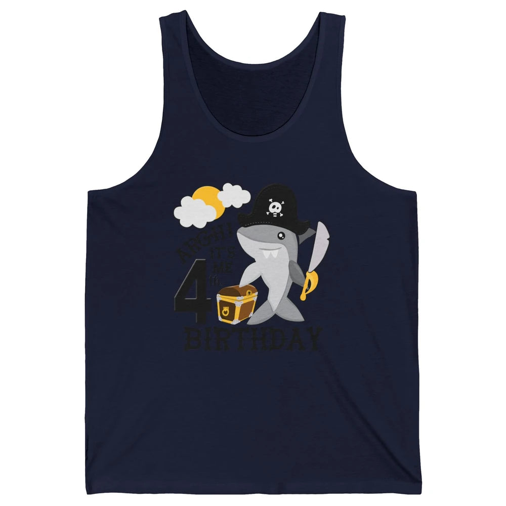 Pirate Shark 4th Birthday Party 4th Birthday Boy Girl Gift Unisex Jersey Tank