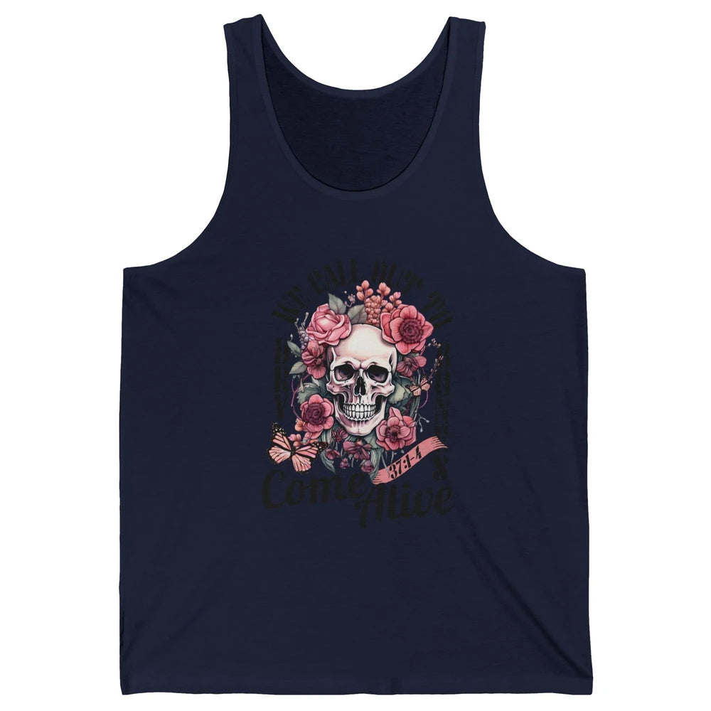 Floral Skull Dry Bones Come Alive Bible Christian Halloween Unisex Jersey Tank