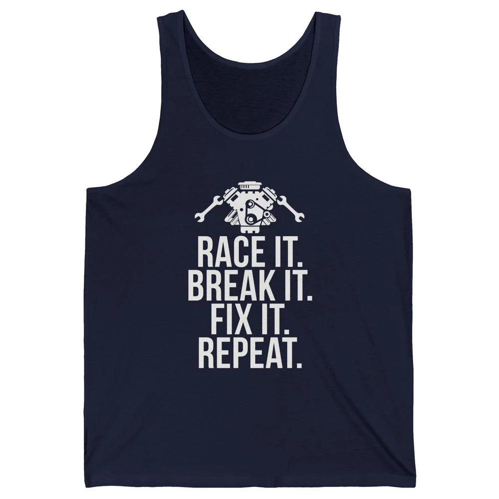 Race Break Fix It Dirt Racing Retro Sprint Car Speed Truck Unisex Jersey Tank