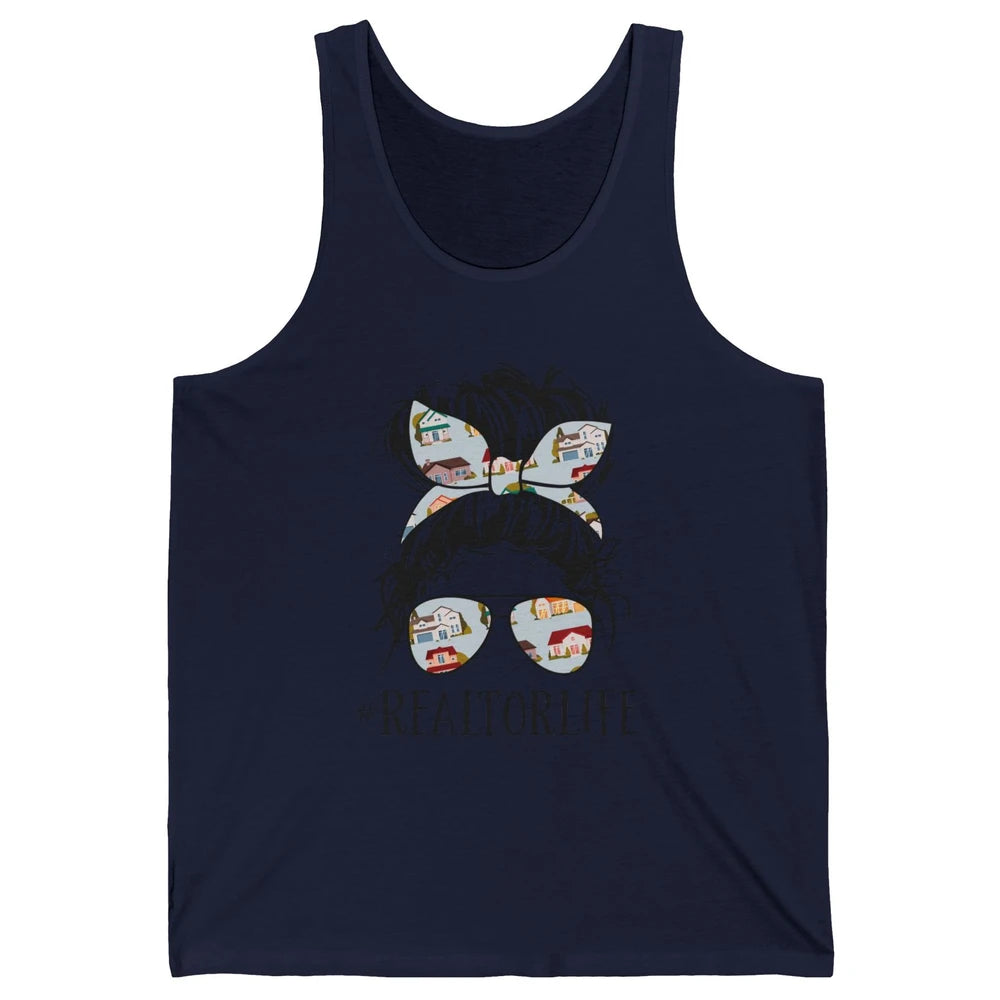 Realtor Life Messy Bun Real Estate Agent Housing Investment Unisex Jersey Tank