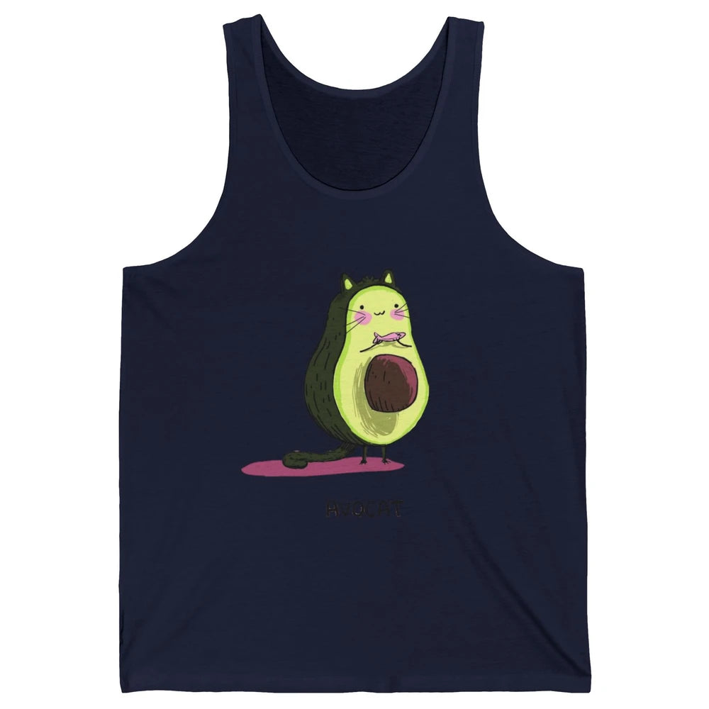 Cute Avocat Avocado Pink Cat Kitten Pun Healthy Vegan Veggie Unisex Jersey Tank