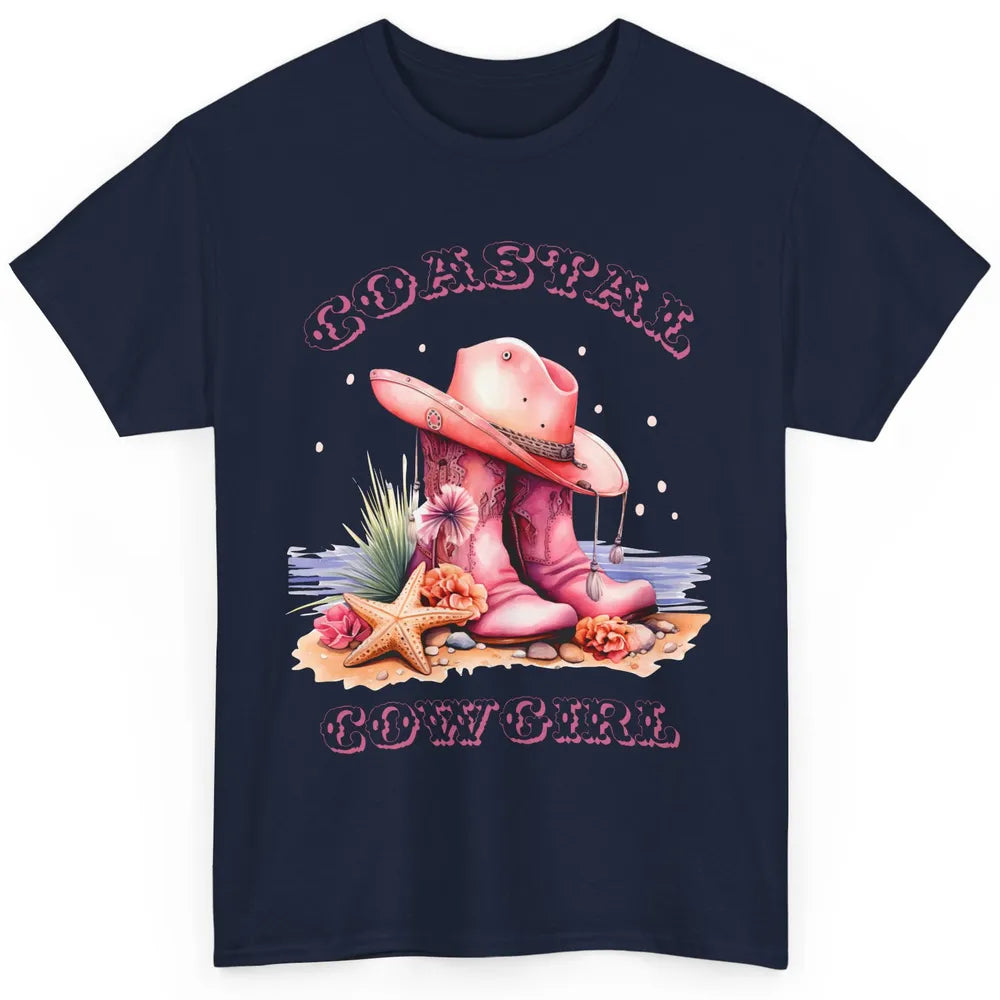 Retro Cowgirl Boots Coastal Cowgirl Western Country Beach Classic Unisex T-Shirt