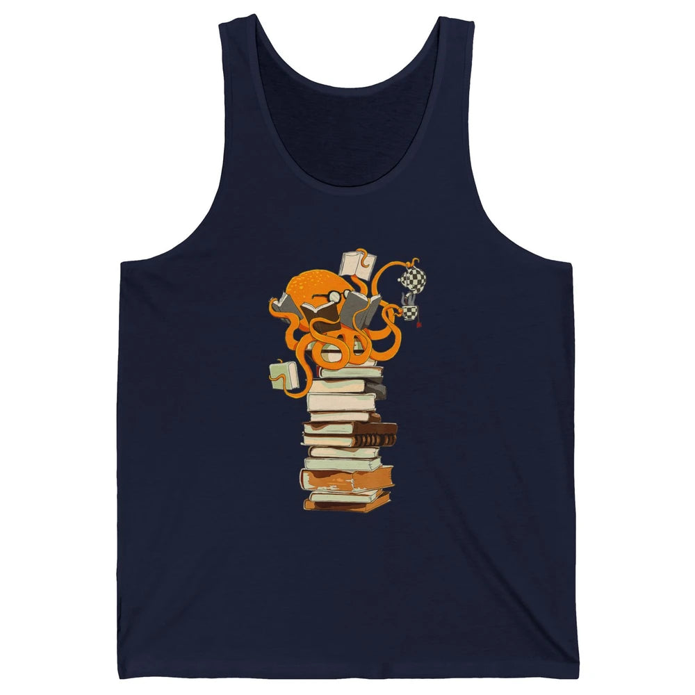Reading Books Octopus Tea Coffee Sea Animal Marine Bookish Unisex Jersey Tank