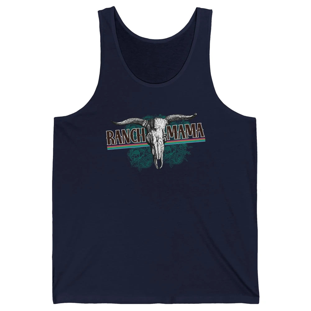 Retro Ranch Mama Highland Cow Skull Western Country Cowboy Unisex Jersey Tank