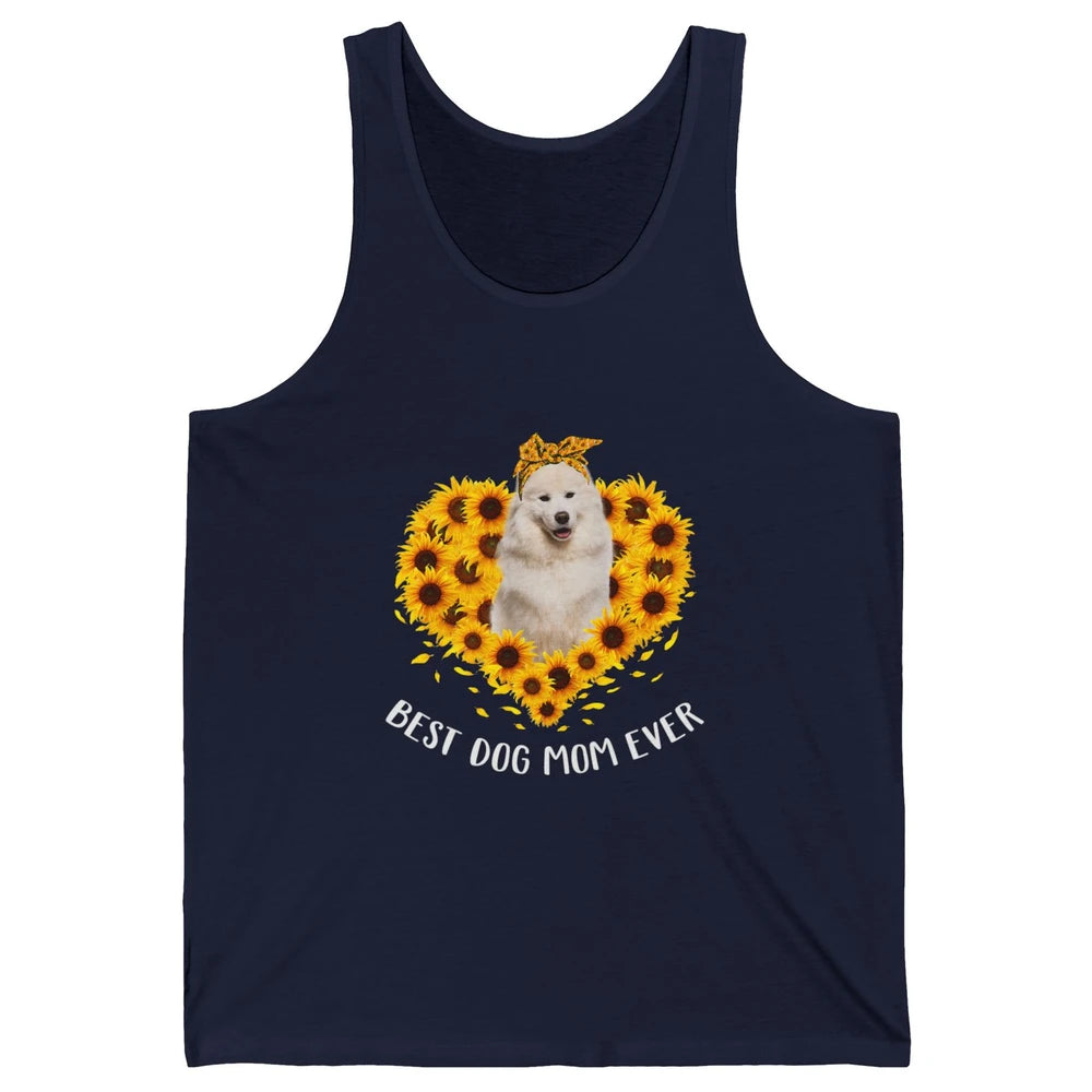 Retro Best Samoyed Dog Mom Ever Mother Puppy Sunflower Heart Unisex Jersey Tank