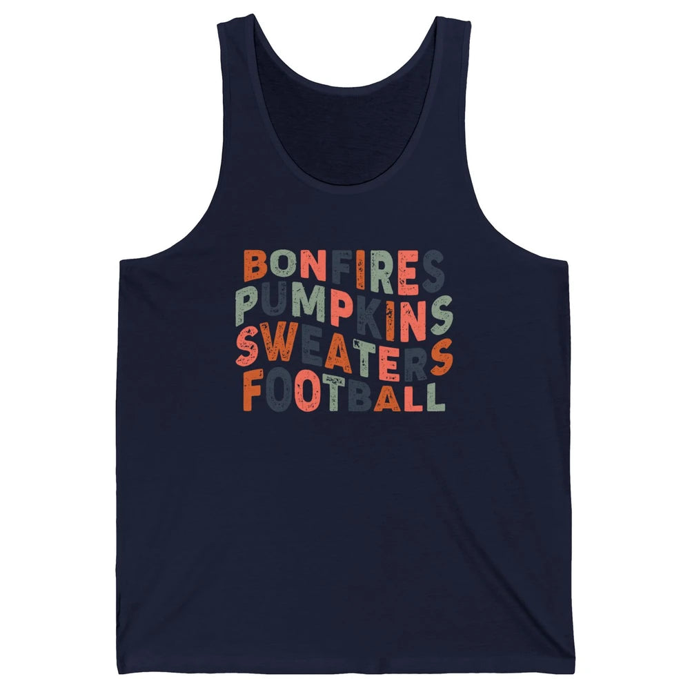 Retro Fall Bonfires Pumpkins Swaeaters Football Thanksgiving Unisex Jersey Tank