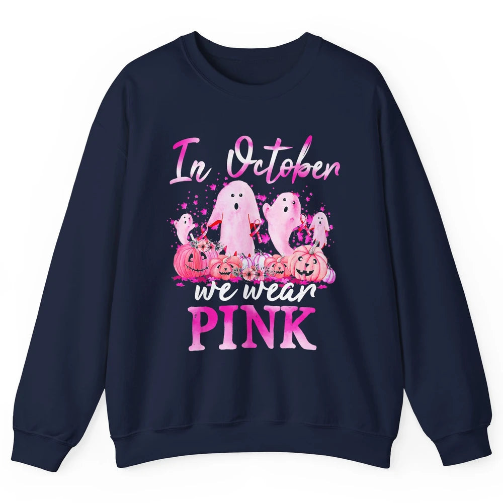 October Wear Ghost Boo Pink Ribbon Breast Cancer Awareness Unisex Crewneck Sweatshirt