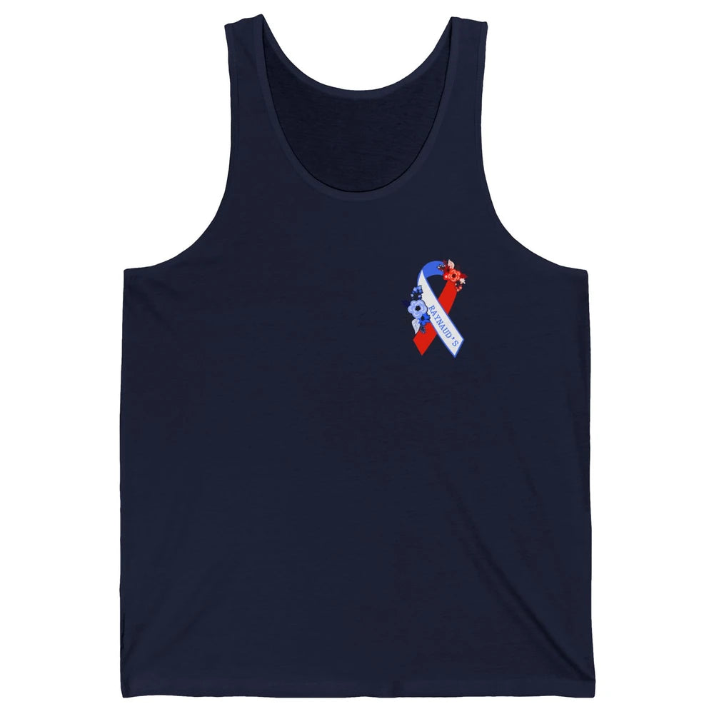Raynaud's Syndrome Awareness Support Floral Red Blue Ribbon Unisex Jersey Tank