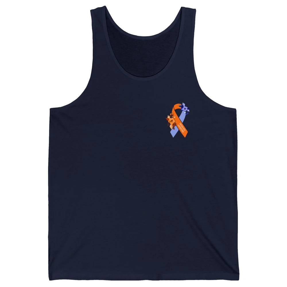 Psoriatic Arthritis Awareness PsA Floral Blue Orange Ribbon Unisex Jersey Tank