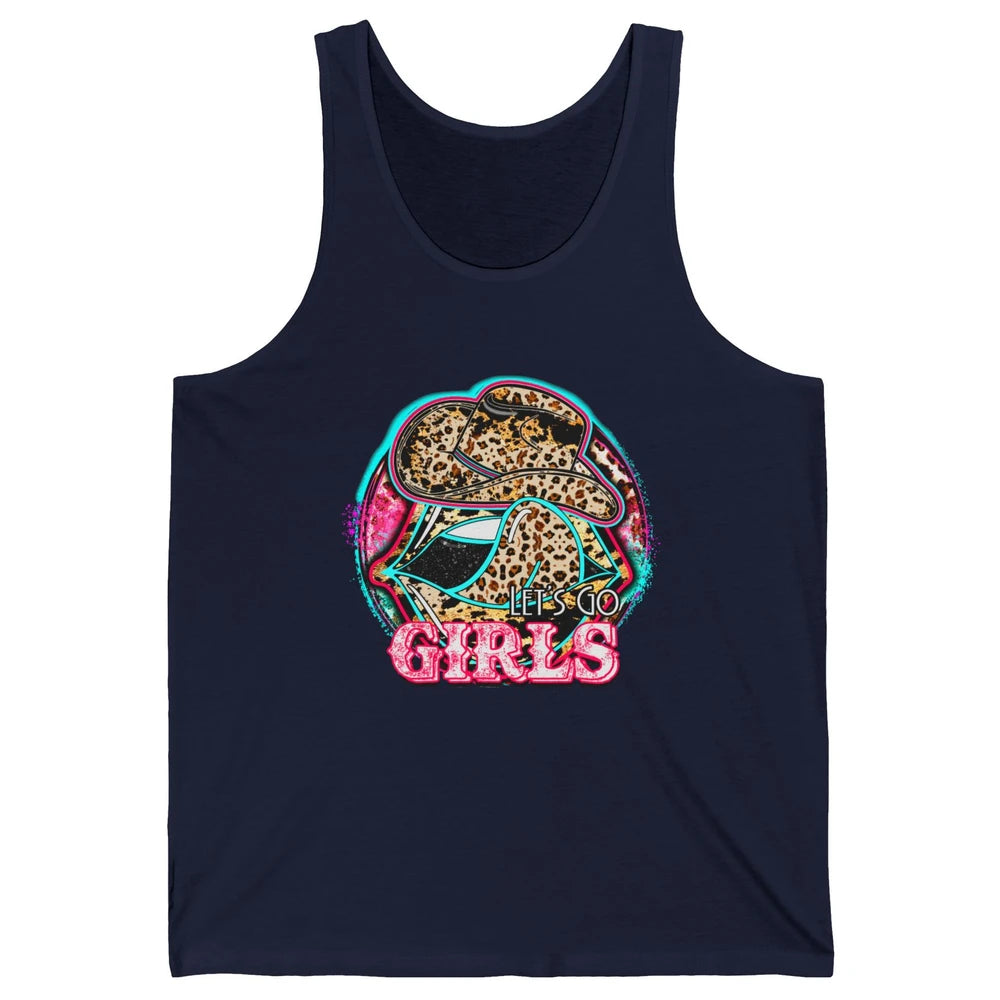 Retro Leopard Cowboy Boots Let's Go Girls Western Cowgirls Unisex Jersey Tank