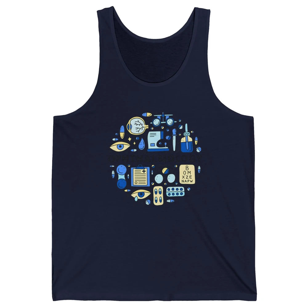 Optometrist Eye Chart Phoropter Symbols Ophthalmology Tech Unisex Jersey Tank