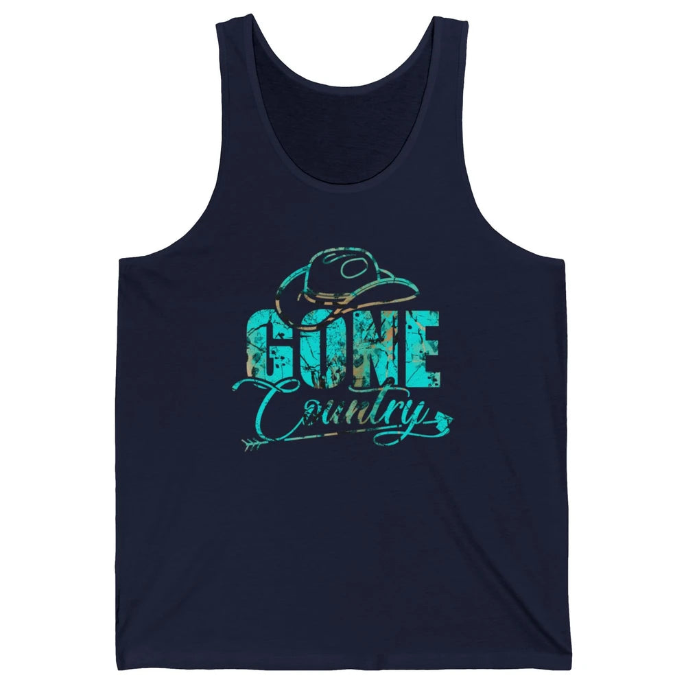 Retro Cowboy Hat Gone Country Western Country Cowgirl Gift Unisex Jersey Tank