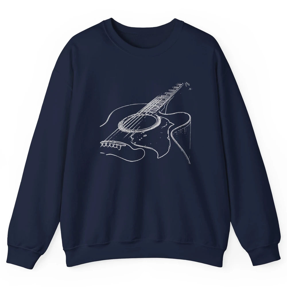 Retro Acoustic Guitar Guitarist Musician Music Lovers Gift Unisex Crewneck Sweatshirt