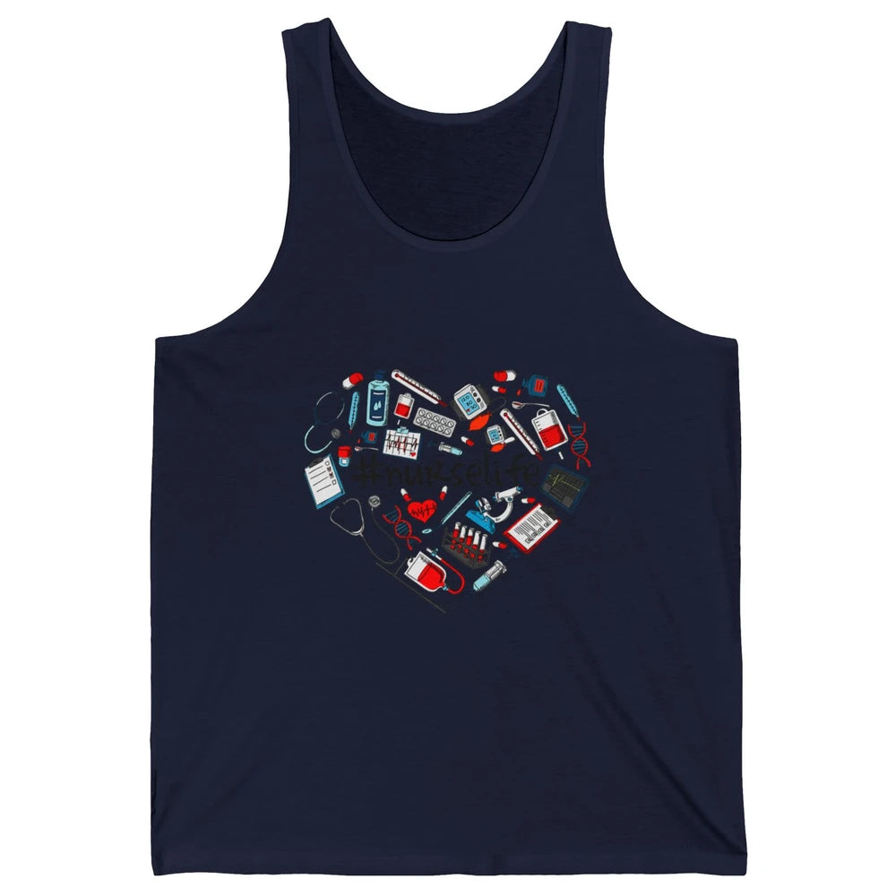 Nurse Life Stethoscope Heart Funny Nursing Love CNA Worker Unisex Jersey Tank