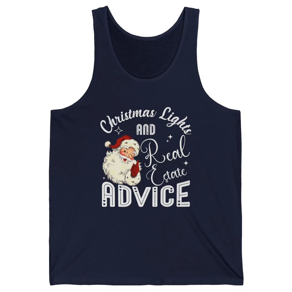 Merry Christmas Xmas Lights Santa Realtor Real Estate Advice Unisex Jersey Tank
