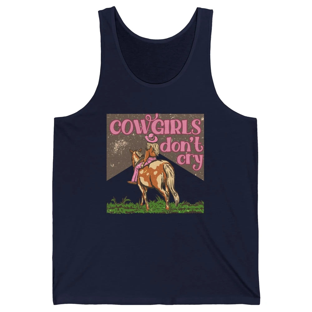 Retro Cowgirls Don't Cry Pink Horseback Rider Western Cowboy Unisex Jersey Tank