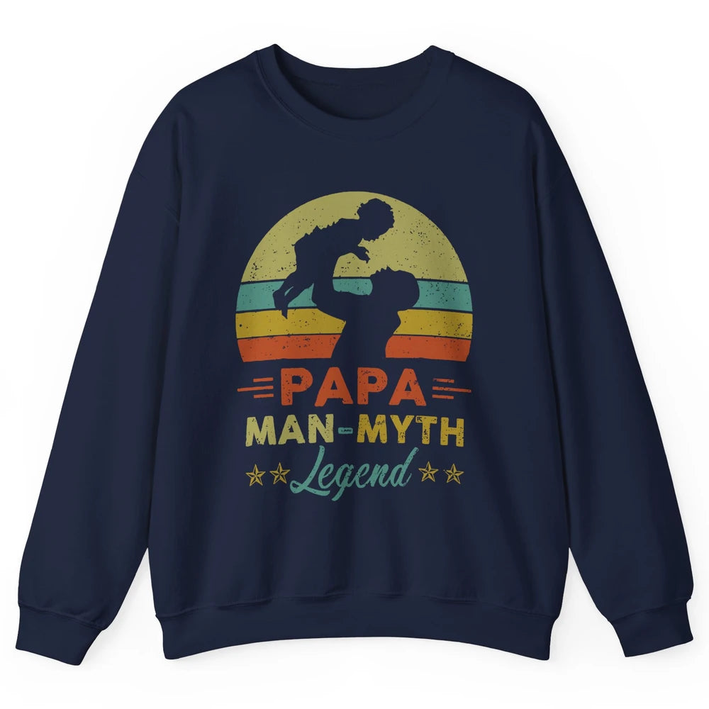Papa Man Myth Legend Fathers Day Vintage Unisex Crewneck Sweatshirt