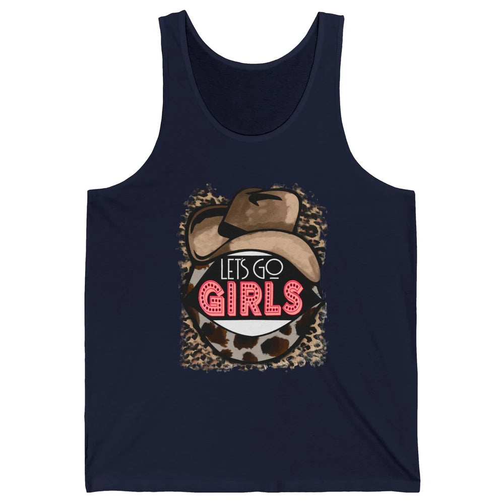 Retro Leopard Cowboy Hat Let's Go Girls Western Cowgirls Unisex Jersey Tank