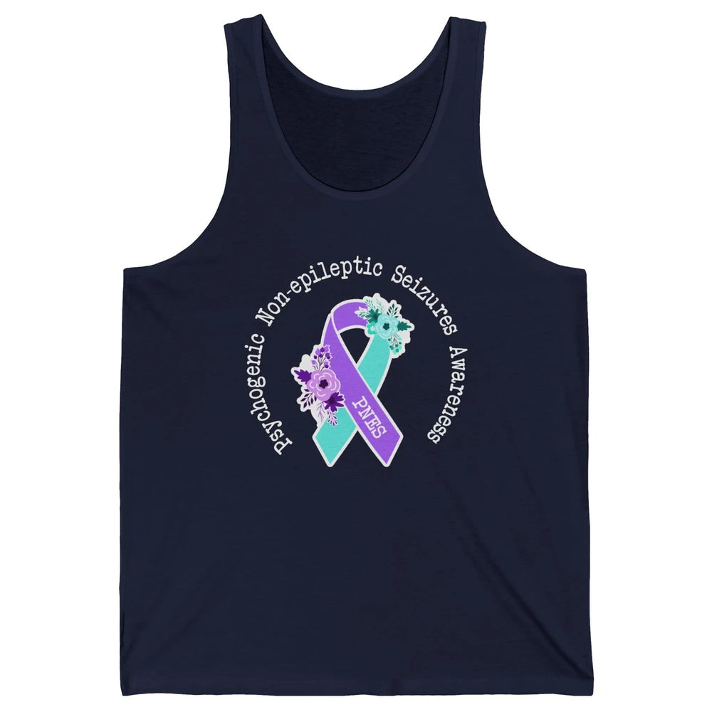 Psychogenic Non-epileptic Seizures PNES Purple Teal Ribbon Unisex Jersey Tank