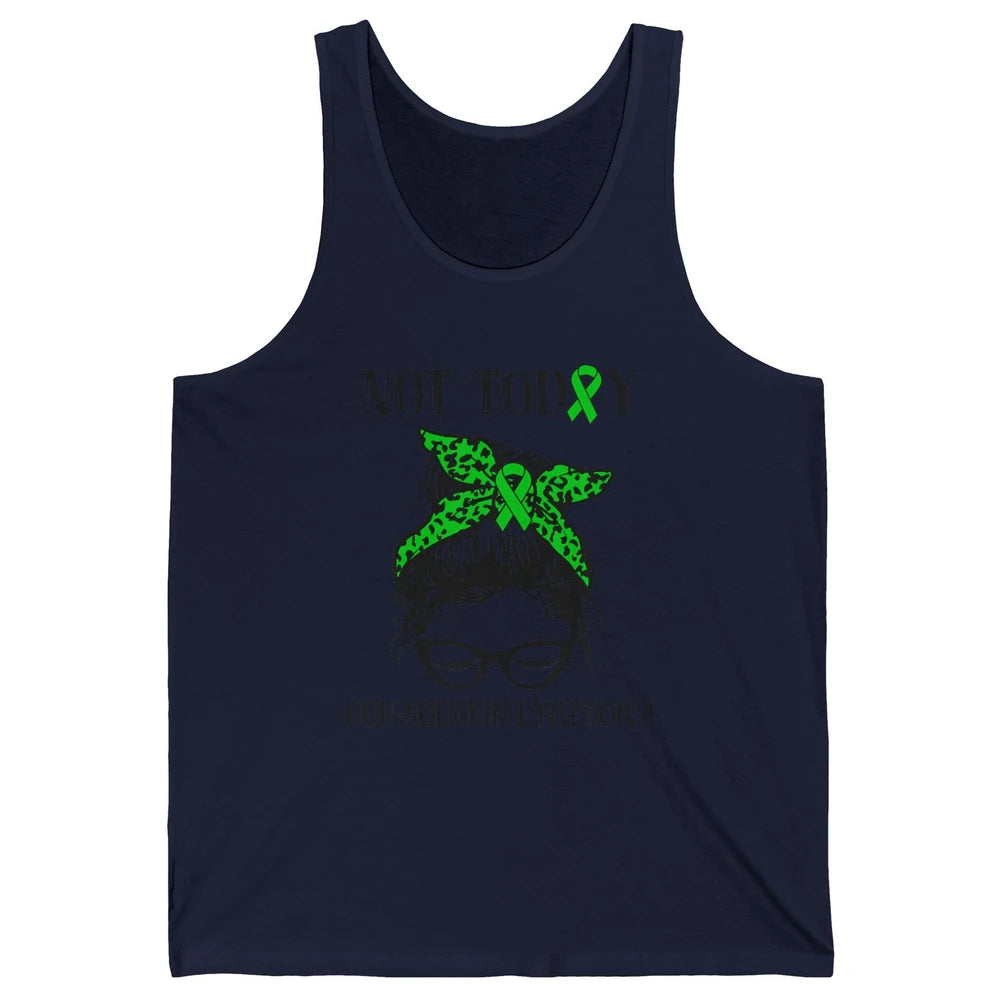 Non-Hodgkin Lymphoma Cancer Warrior Messy Hair Leopard Green Unisex Jersey Tank