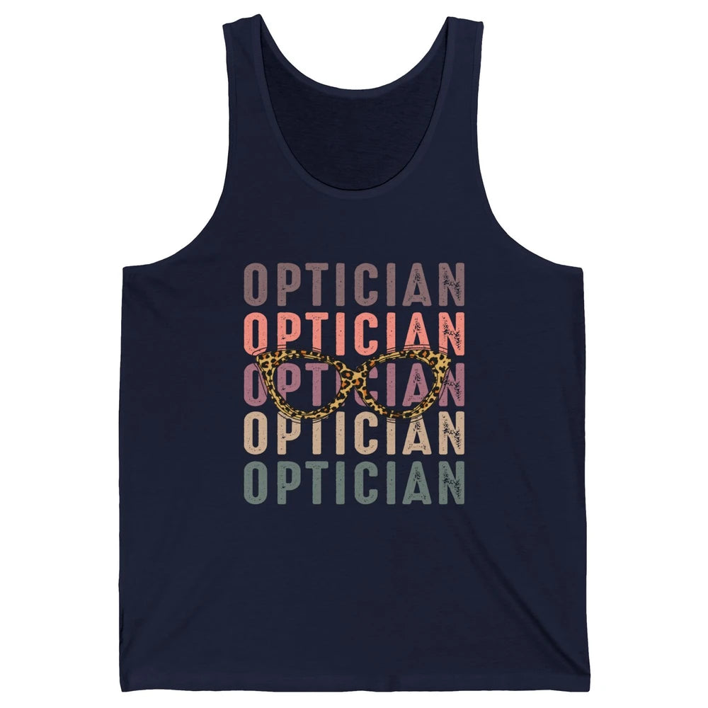 Retro Optometrist Leopard Eyeglasses Optician Ophthalmology Unisex Jersey Tank