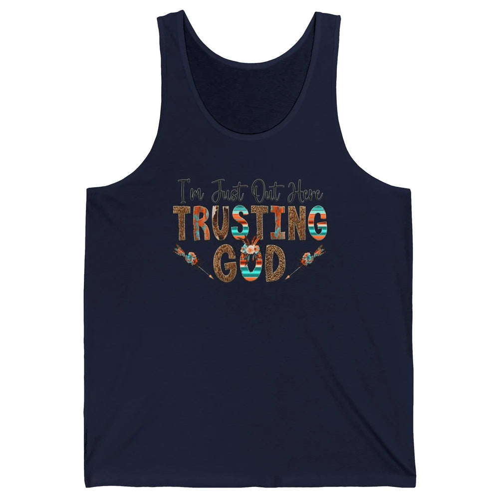 Out Here Trusting God Jesus Religion Christian Floral Bible Unisex Jersey Tank