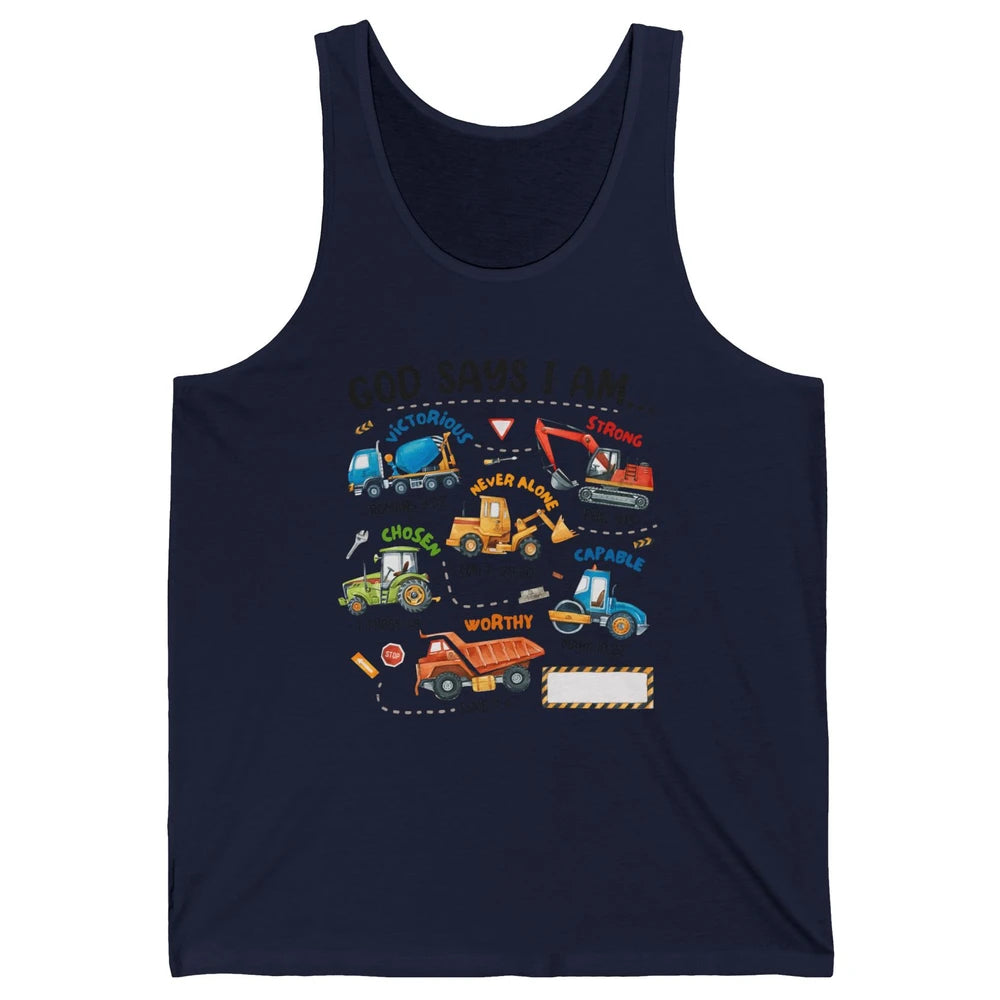 Construction Boy Christian God Say I'm Bible Verse Religious Unisex Jersey Tank
