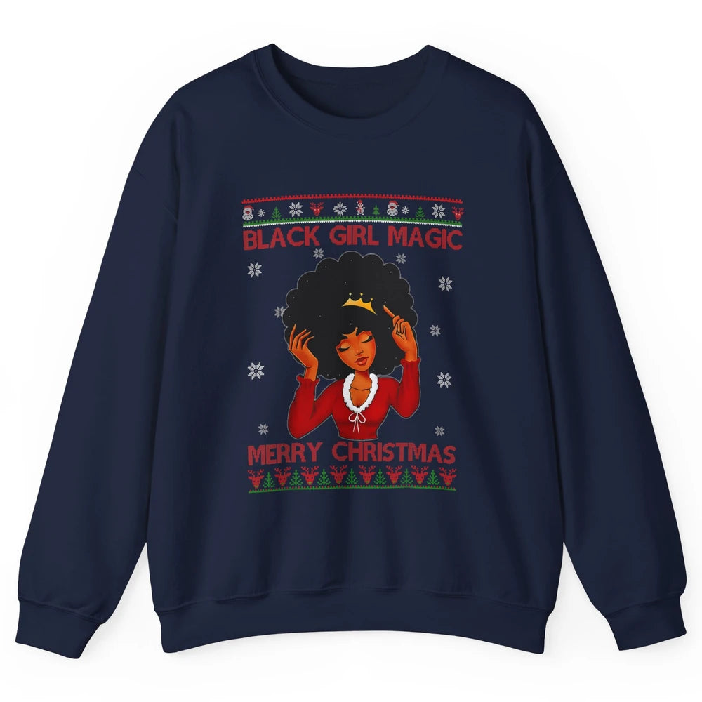 Ugly African Girl American Melanin Christmas Santa Hat Afro Unisex Crewneck Sweatshirt