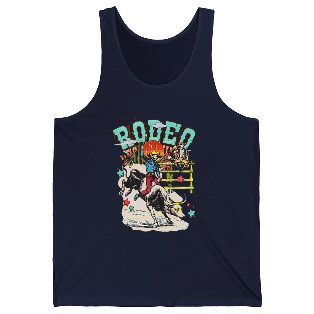 Retro Cowboy Horsing Rodeo Dad Bull Racing Western Country Unisex Jersey Tank
