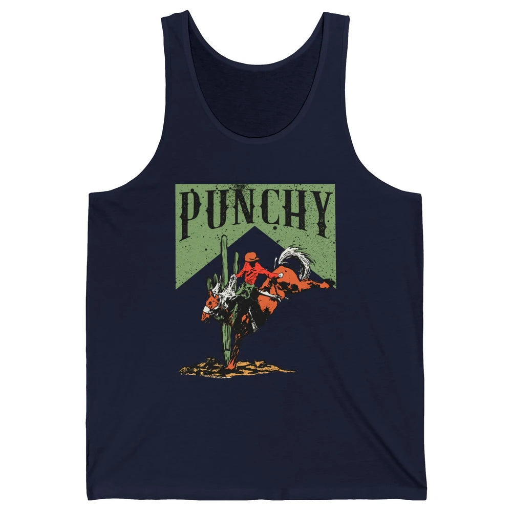 Retro Cowboy Rodeo Punchy Bucking Horse Western Country Unisex Jersey Tank