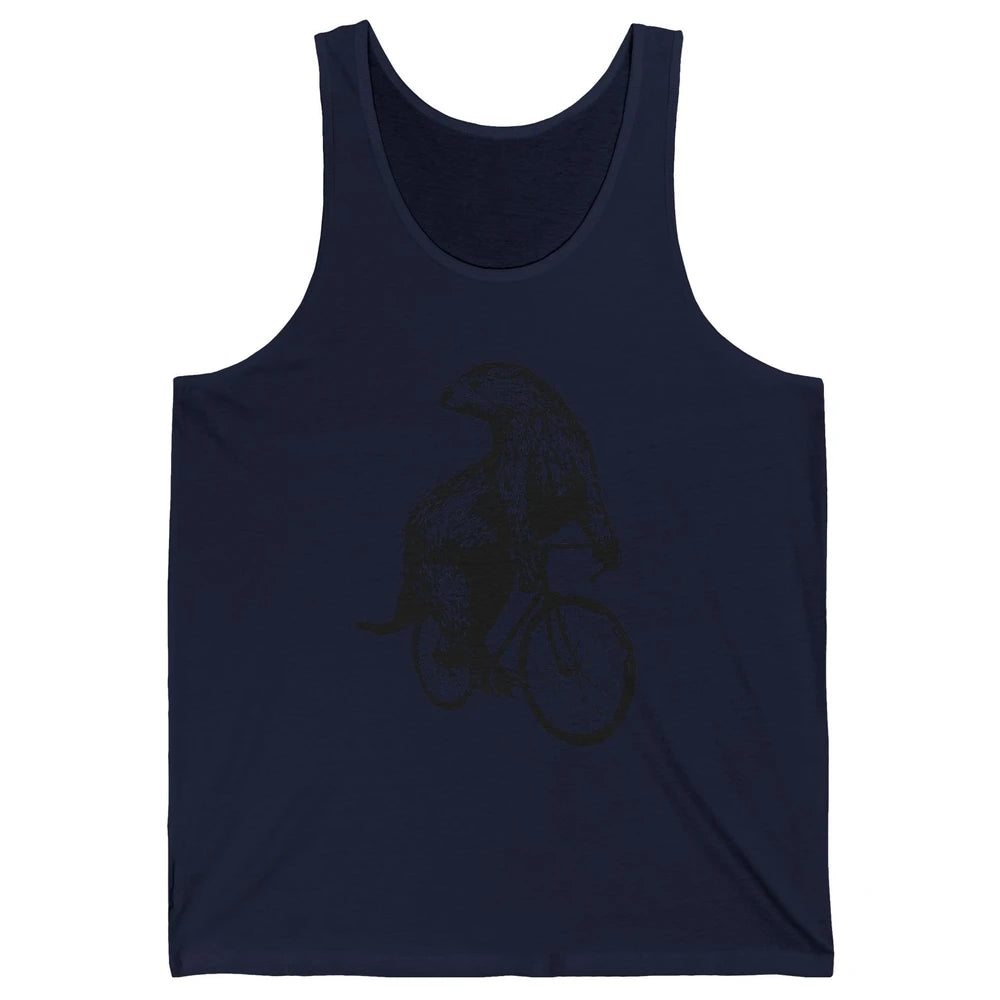 Otter Riding A Bicycle Funny Bike Rider Cute Otters Vintage Unisex Jersey Tank