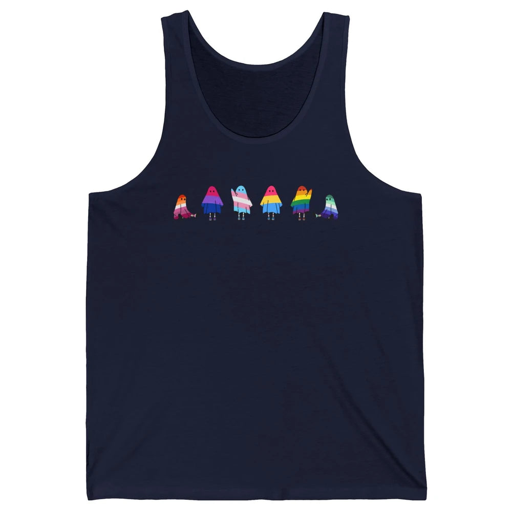 Cute Gay Baby Ghosts Spooky LGBTQ Lesbian Gay Pride Month Unisex Jersey Tank
