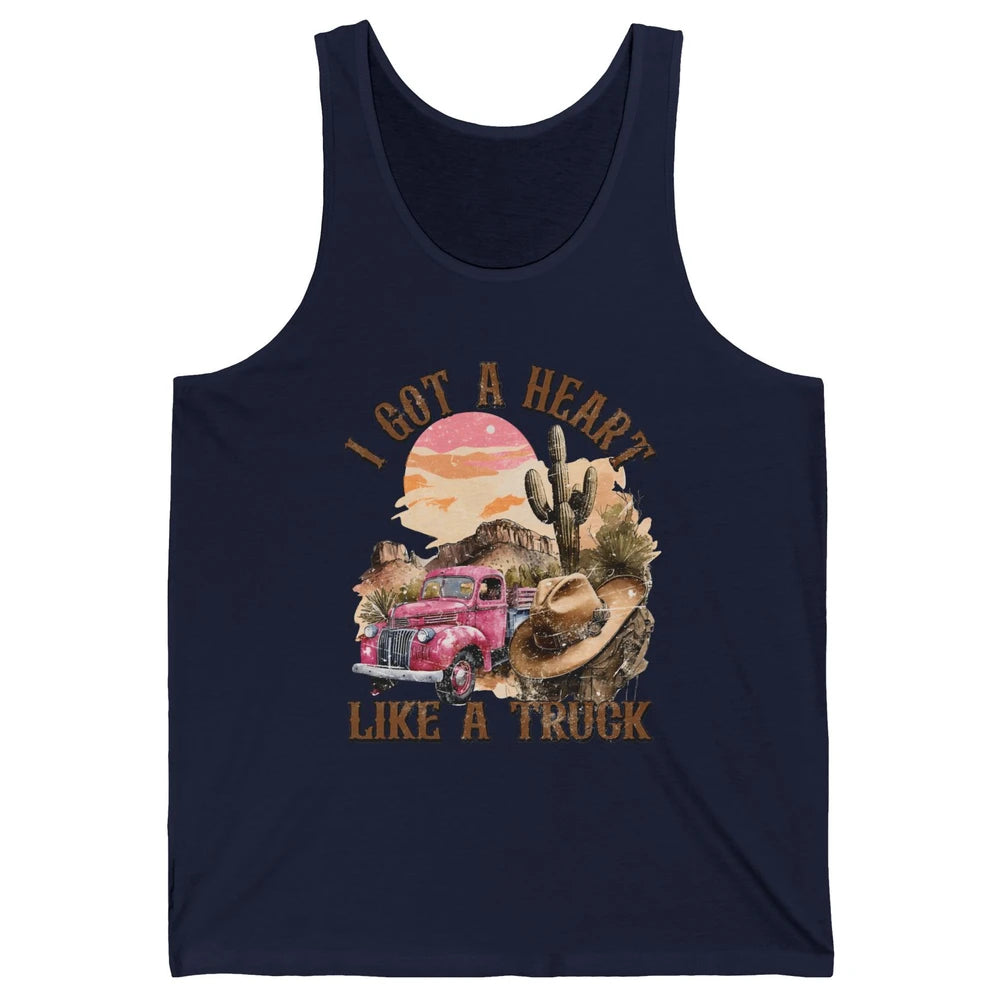 Retro Desert I Got A Heart Like A Truck Western Country Girl Unisex Jersey Tank