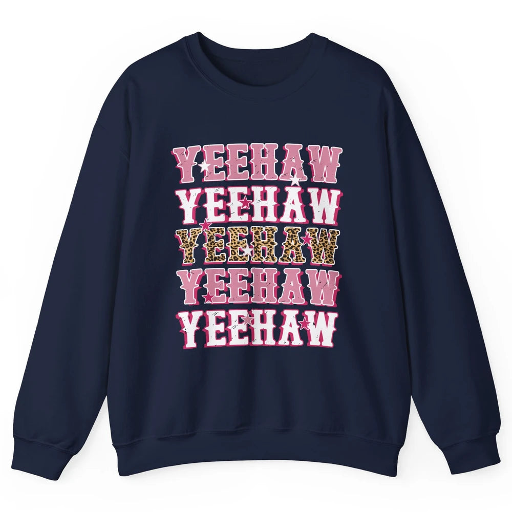 Retro Leopard Yeehaw Western Country Cowboy Cowgirl Costume Unisex Crewneck Sweatshirt