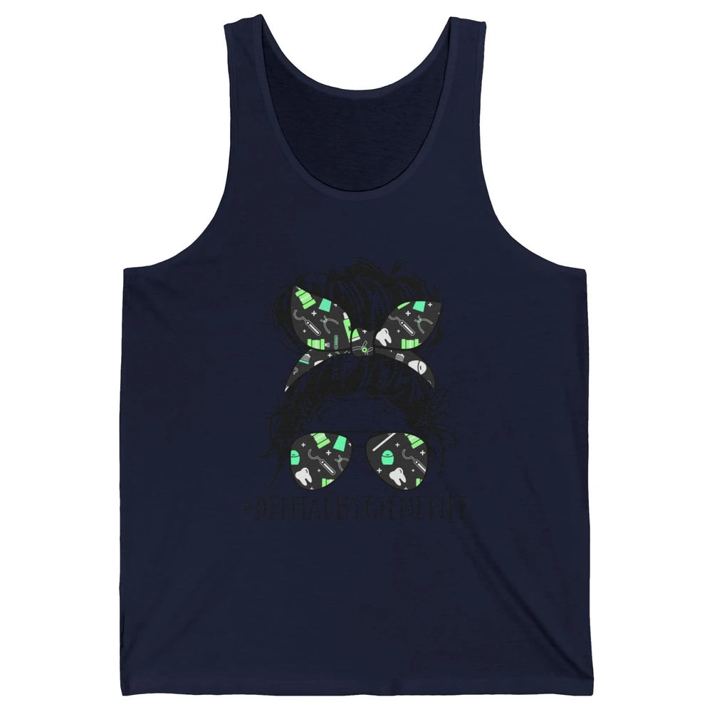 Retro Dentist Dental Hygiene Life Messy Bun Hair Sunglasses Unisex Jersey Tank