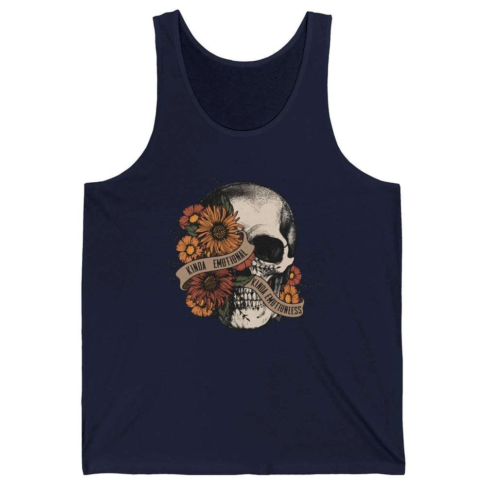 Retro Kinda Emotional Kinda Emotionless Floral Skull Unisex Jersey Tank