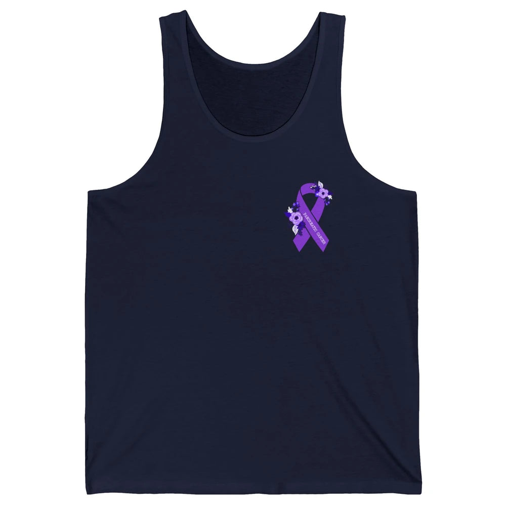 Pancreatic Cancer Awareness Floral Purple Ribbon Rainbow Unisex Jersey Tank
