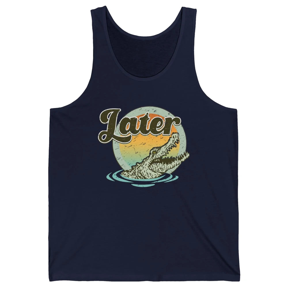 Retro Crocodile Later Take Sunset Nature Lazy Crocodile Gift Unisex Jersey Tank