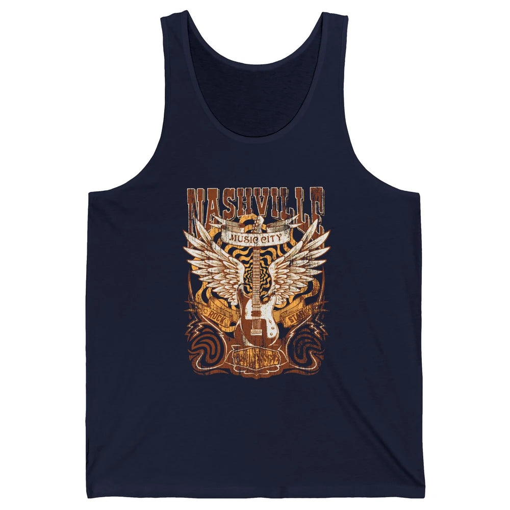 Retro Guitar Nashville Music City Western Country Music Unisex Jersey Tank
