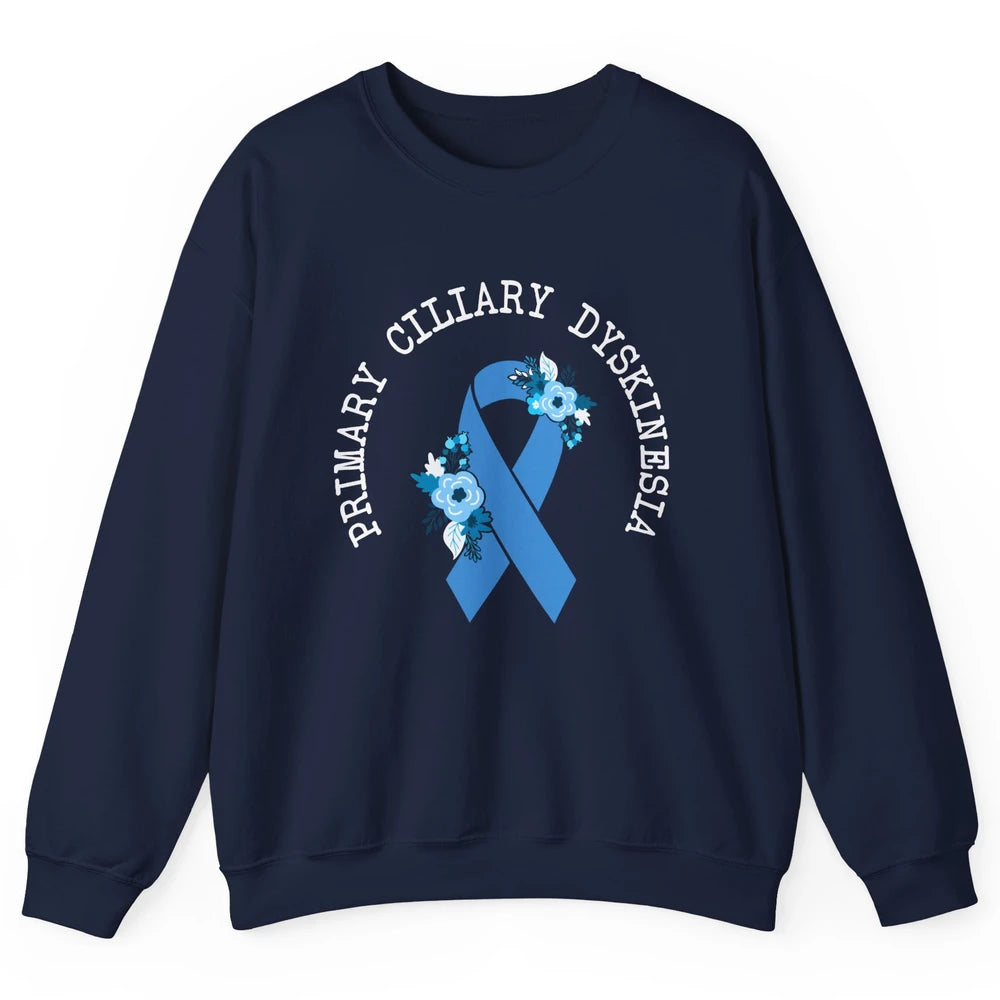 Primary Ciliary Dyskinesia Blue Ribbon Respiratory Diseases Unisex Crewneck Sweatshirt