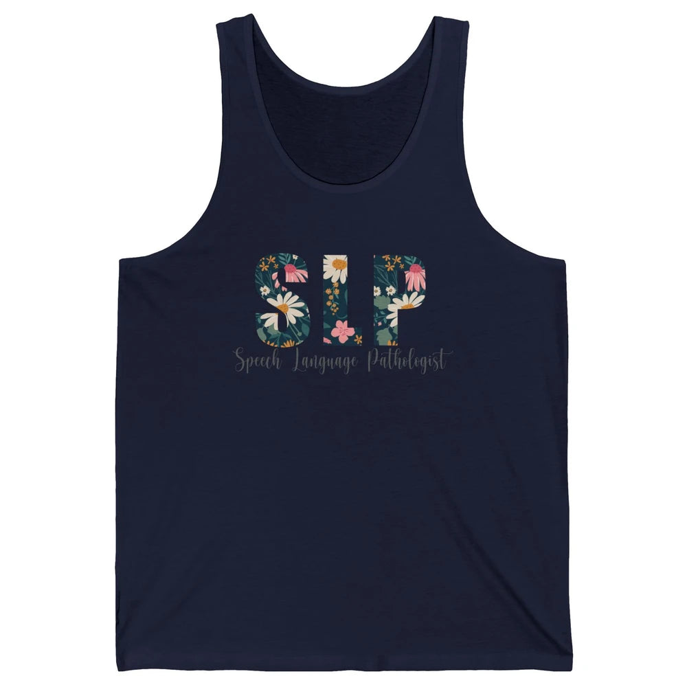 Speech Language Pathologist Floral Career Profession SLP Unisex Jersey Tank