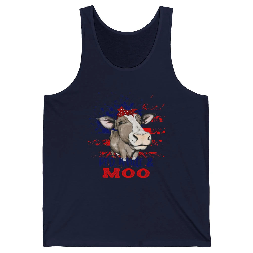 Red White Moo Cow America Flag 4th of July Patriotic Unisex Jersey Tank