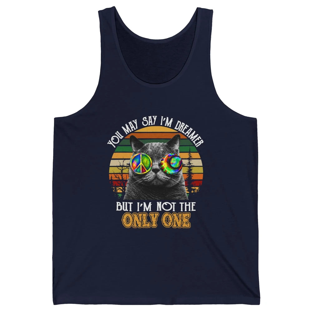Retro Hippie Cat I'm A Dreamer Peace Lovers Hippie Soul Gift Unisex Jersey Tank