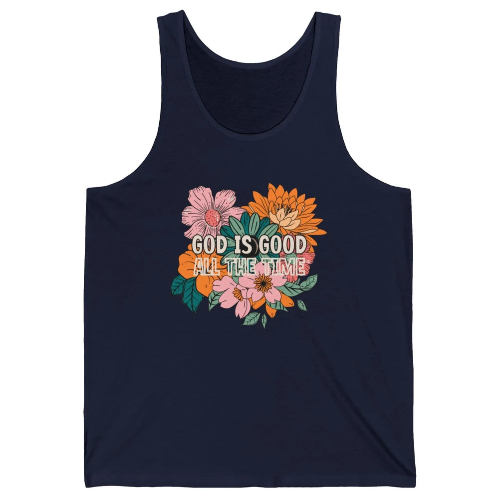 Retro God Is Good All The Time Floral Christian Bible Verse Unisex Jersey Tank