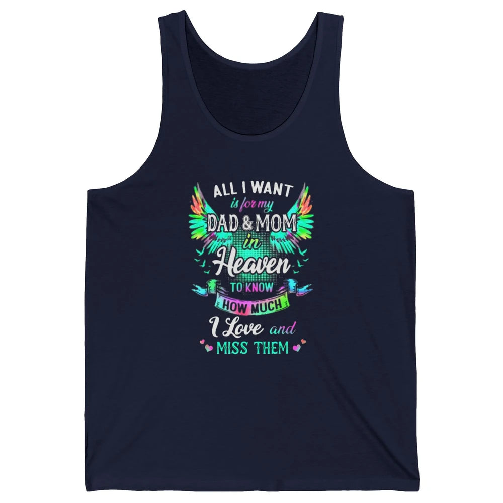 My Mom And Dad In Heaven Angel Wings Mother Memories Forever Unisex Jersey Tank