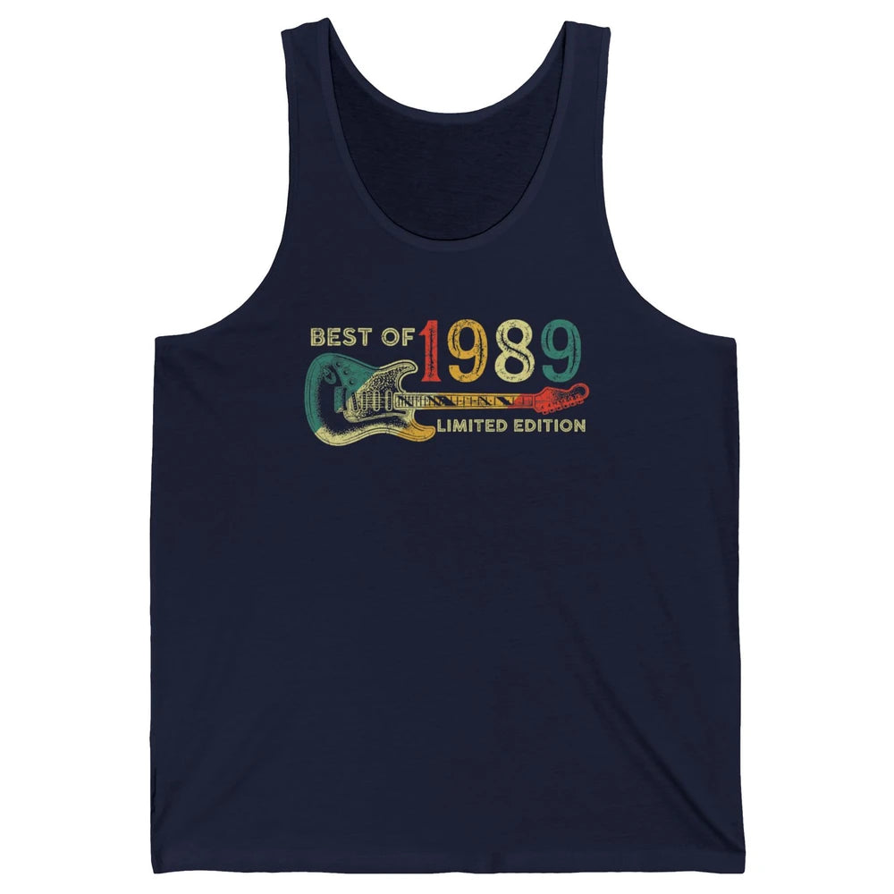 Retro 1989 Electric Guitar Birthday Guitarist Vintage 80s Unisex Jersey Tank
