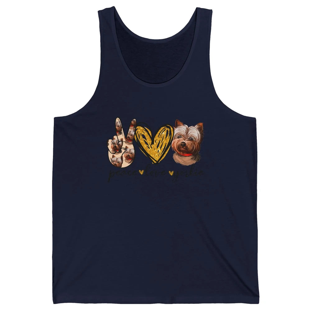 Peace Love Yorkie Dog Lovers Yorkshire Terrier Dad Mom Gift Unisex Jersey Tank