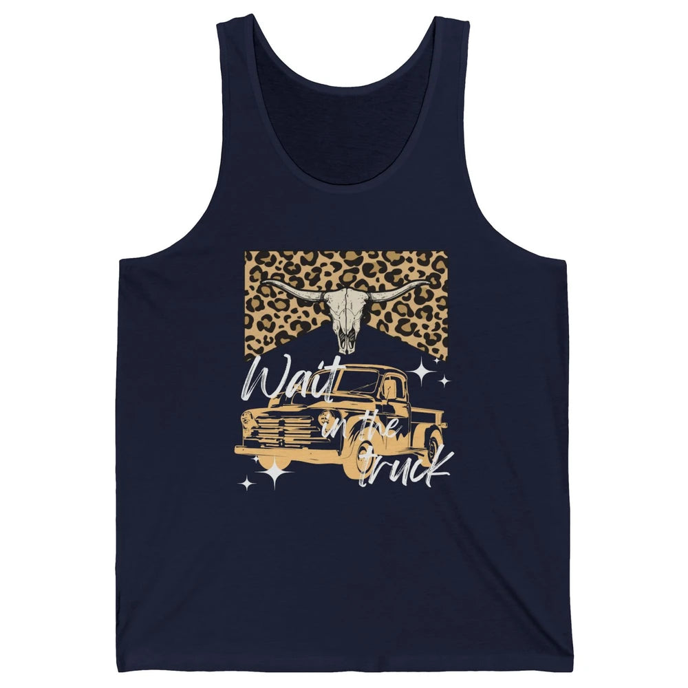 Retro Leopard Bull Skull Wait In The Truck Western Country Unisex Jersey Tank